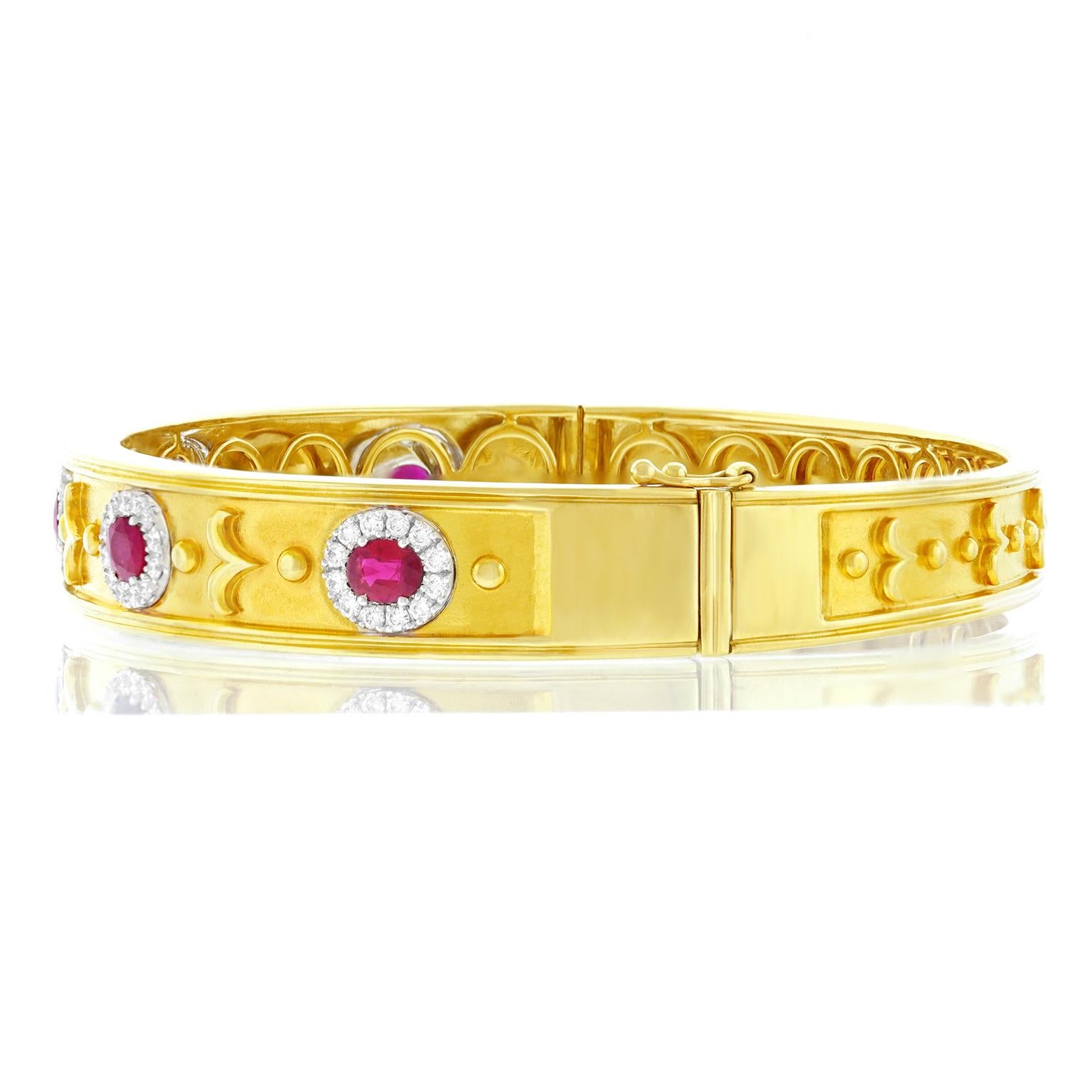 Gorgeous Ruby and Diamond set Gold Bangle by Spark Creations 3