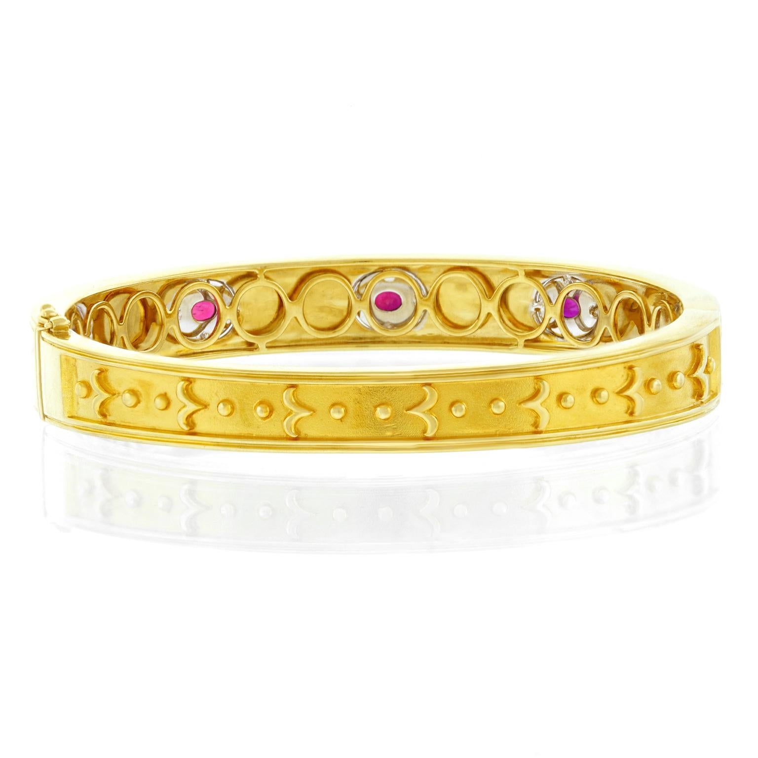 Gorgeous Ruby and Diamond set Gold Bangle by Spark Creations 4