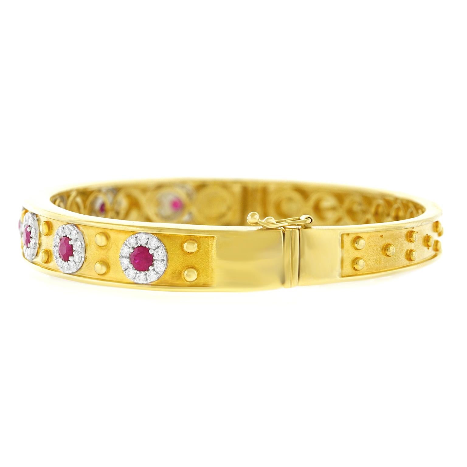 Gorgeous Ruby and Diamond set Gold Bangle by Spark Creations 4