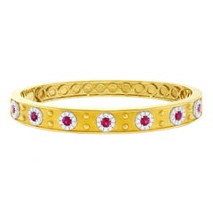 Gorgeous Ruby and Diamond set Gold Bangle by Spark Creations