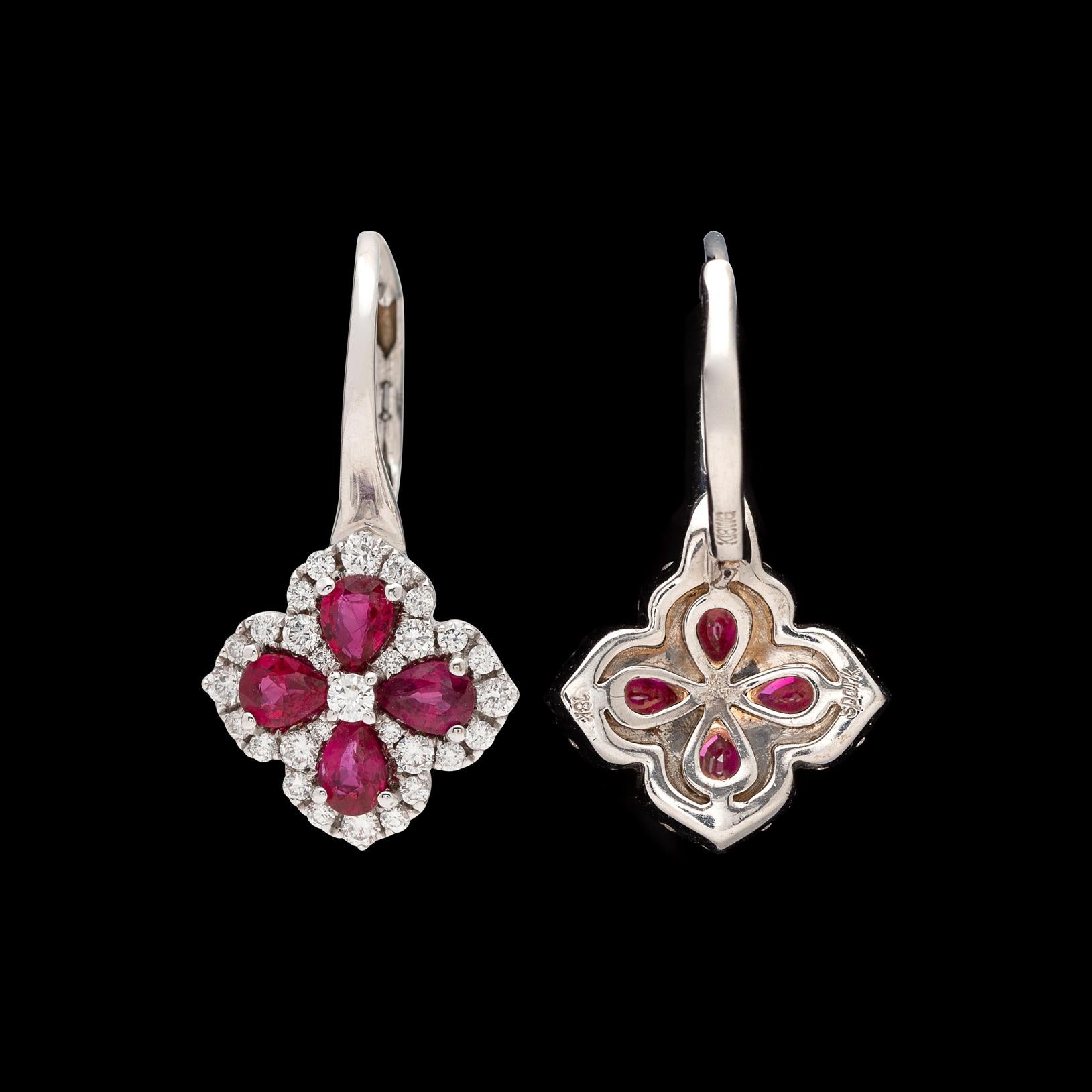 Women's Gorgeous Ruby and Diamond Drop Earrings