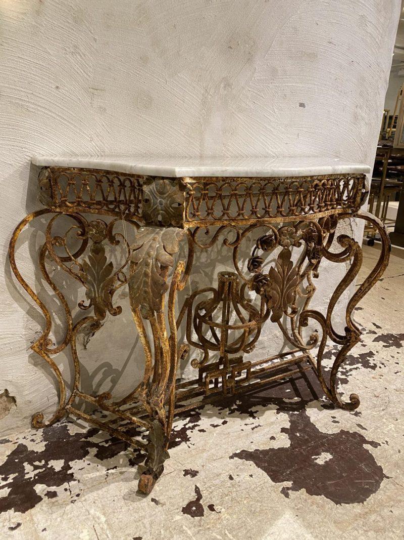 French Gorgeous Rustic Ornate Marble Console-France For Sale