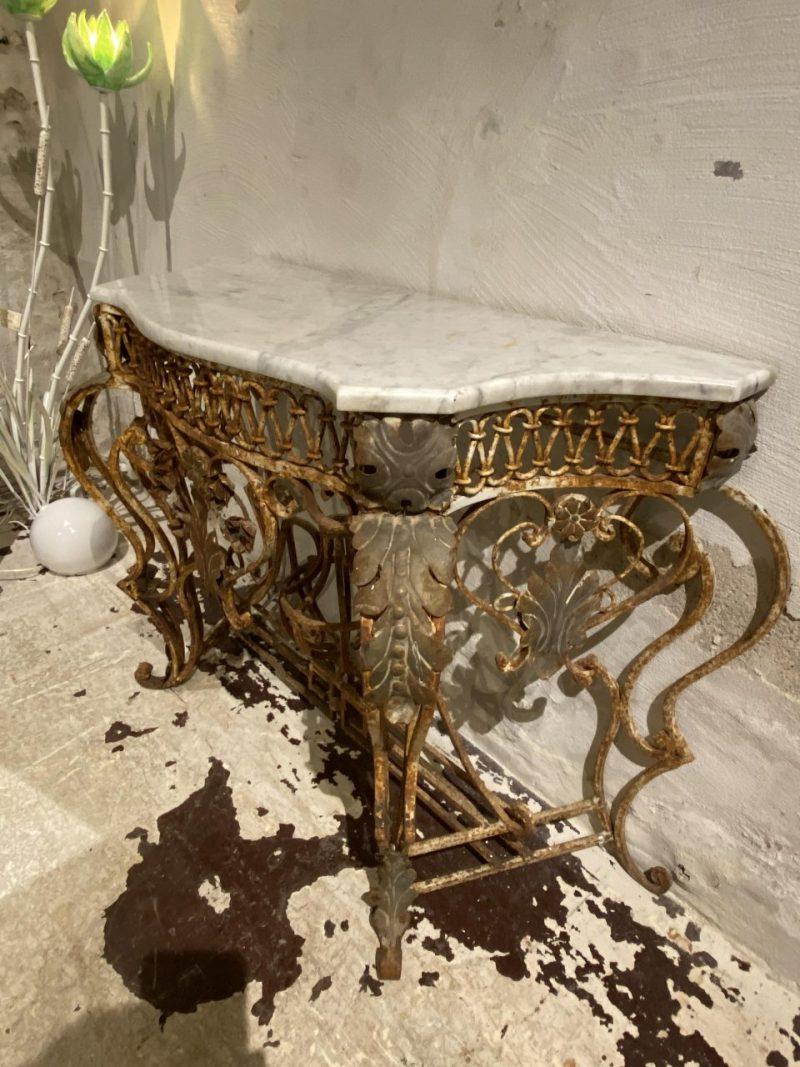 Early 20th Century Gorgeous Rustic Ornate Marble Console-France For Sale
