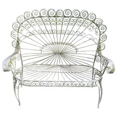 Gorgeous Salterini Wrought Iron Fan Back Peacock Patio Bench
