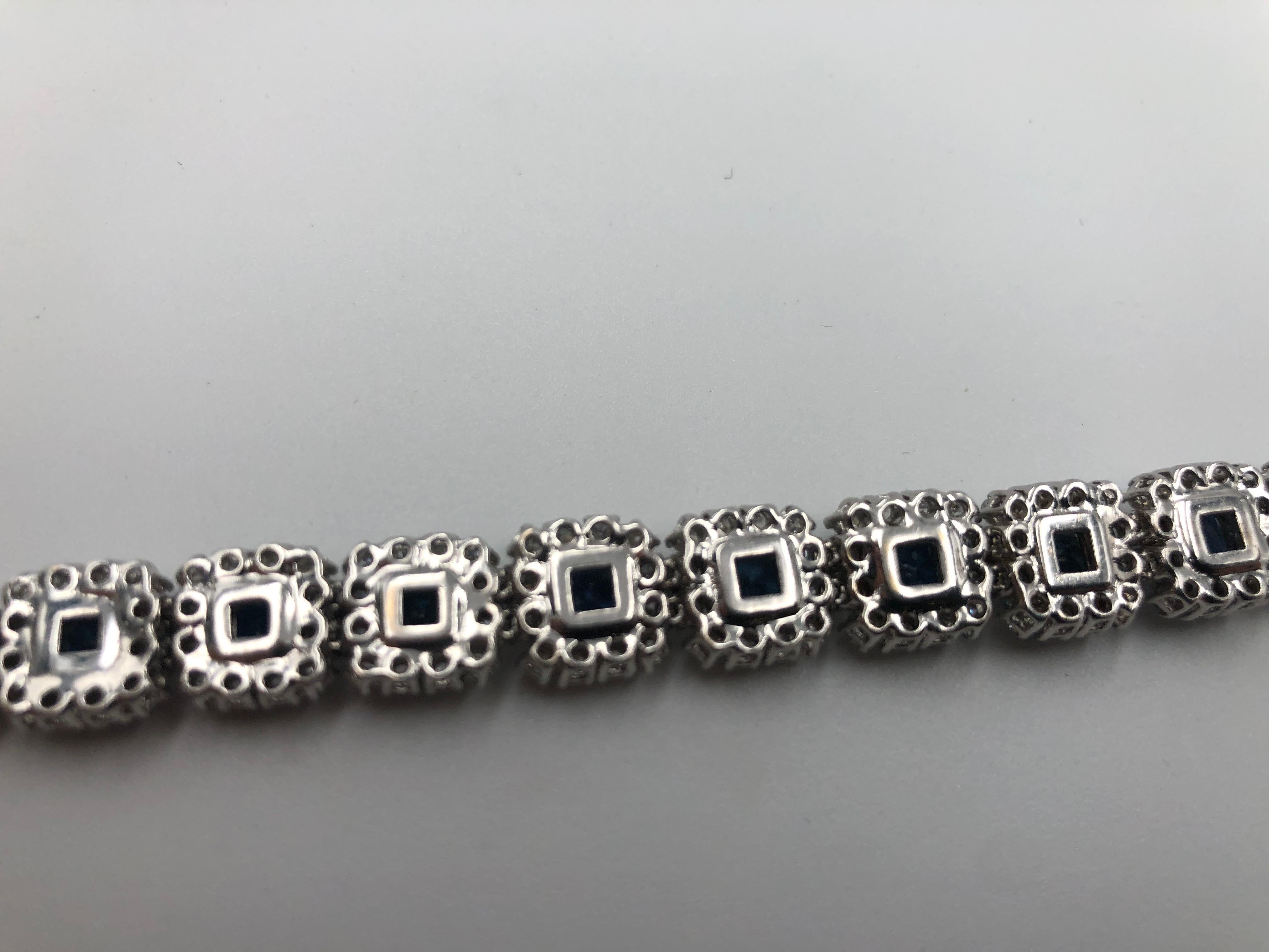 Neoclassical Gorgeous Sapphire and Diamond Tennis Link Bracelet For Sale
