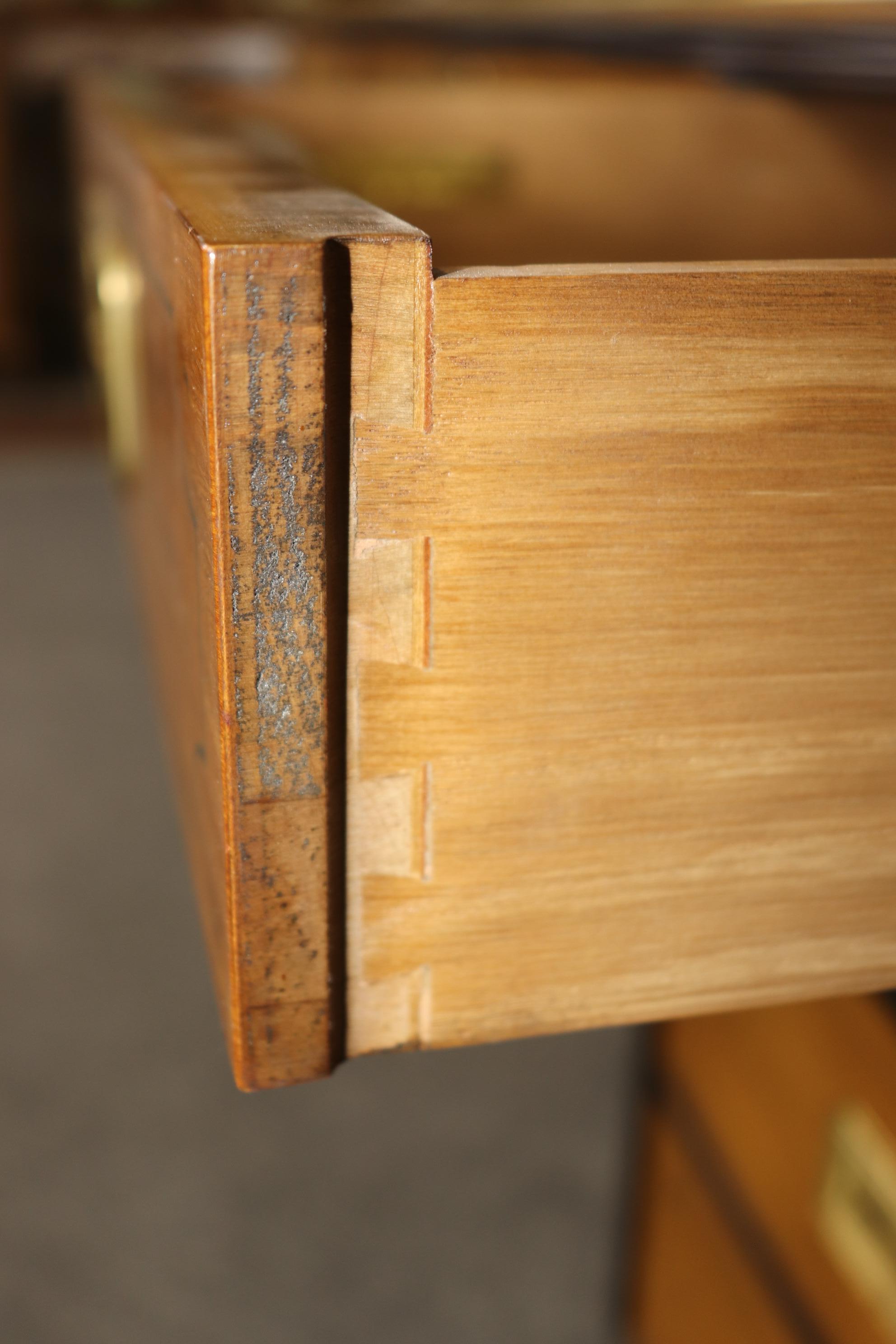 Gorgeous Satinwood Baker Collector's Edition Campaign Executive Desk Circa 1950 10