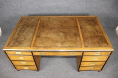 Gorgeous Satinwood Baker Collector's Edition Campaign Executive Desk Circa 1950