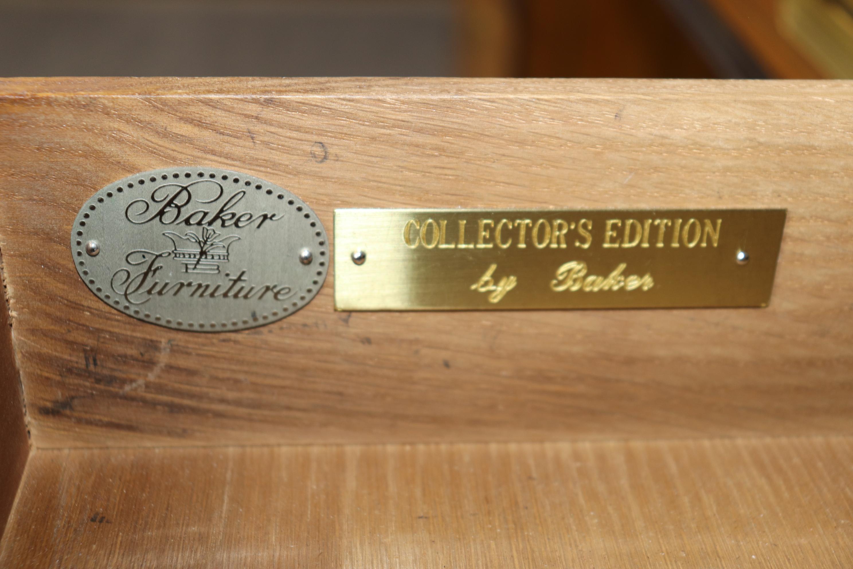 American Gorgeous Satinwood Baker Collector's Edition Campaign Executive Desk Circa 1950