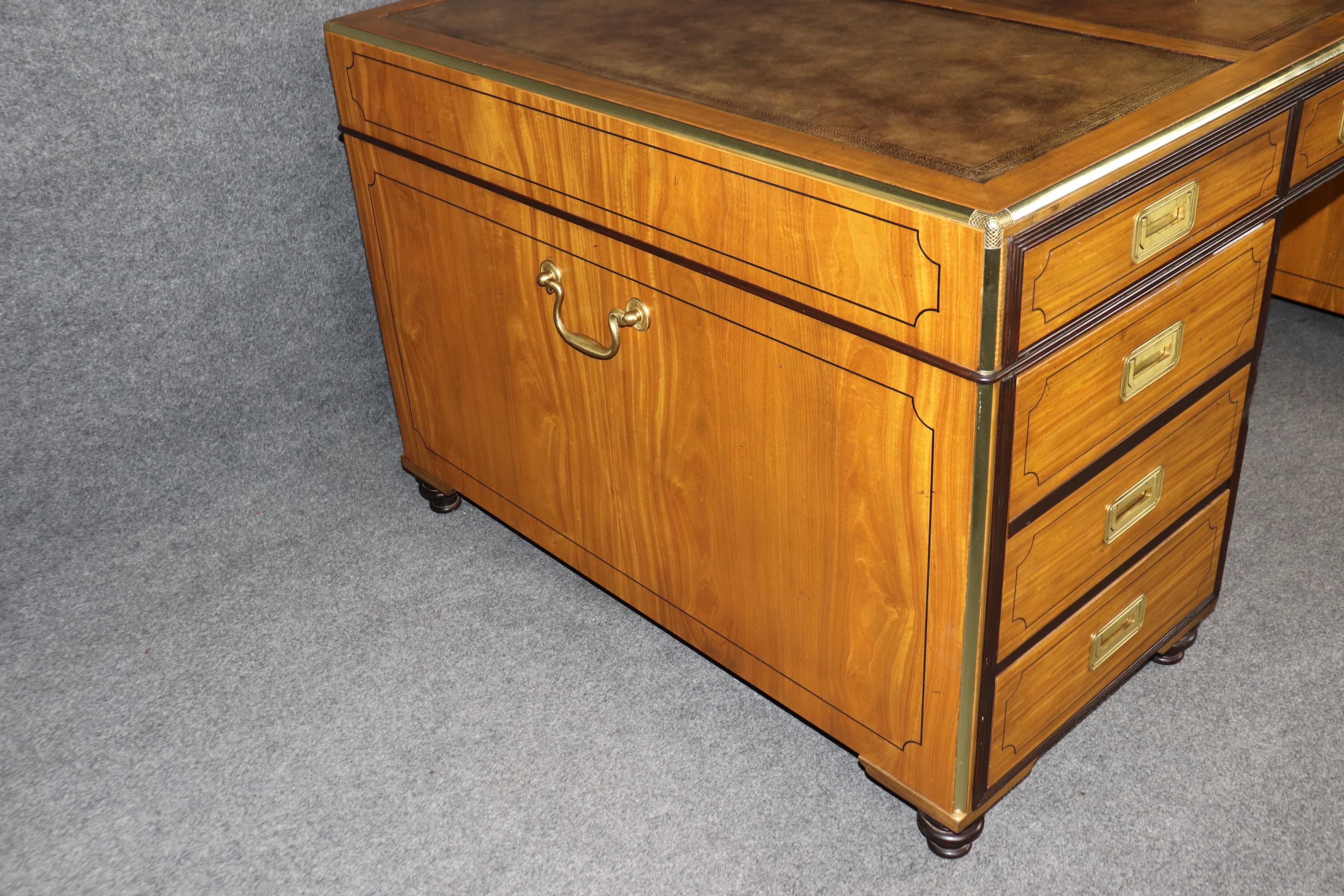 Gorgeous Satinwood Baker Collector's Edition Campaign Executive Desk Circa 1950 1