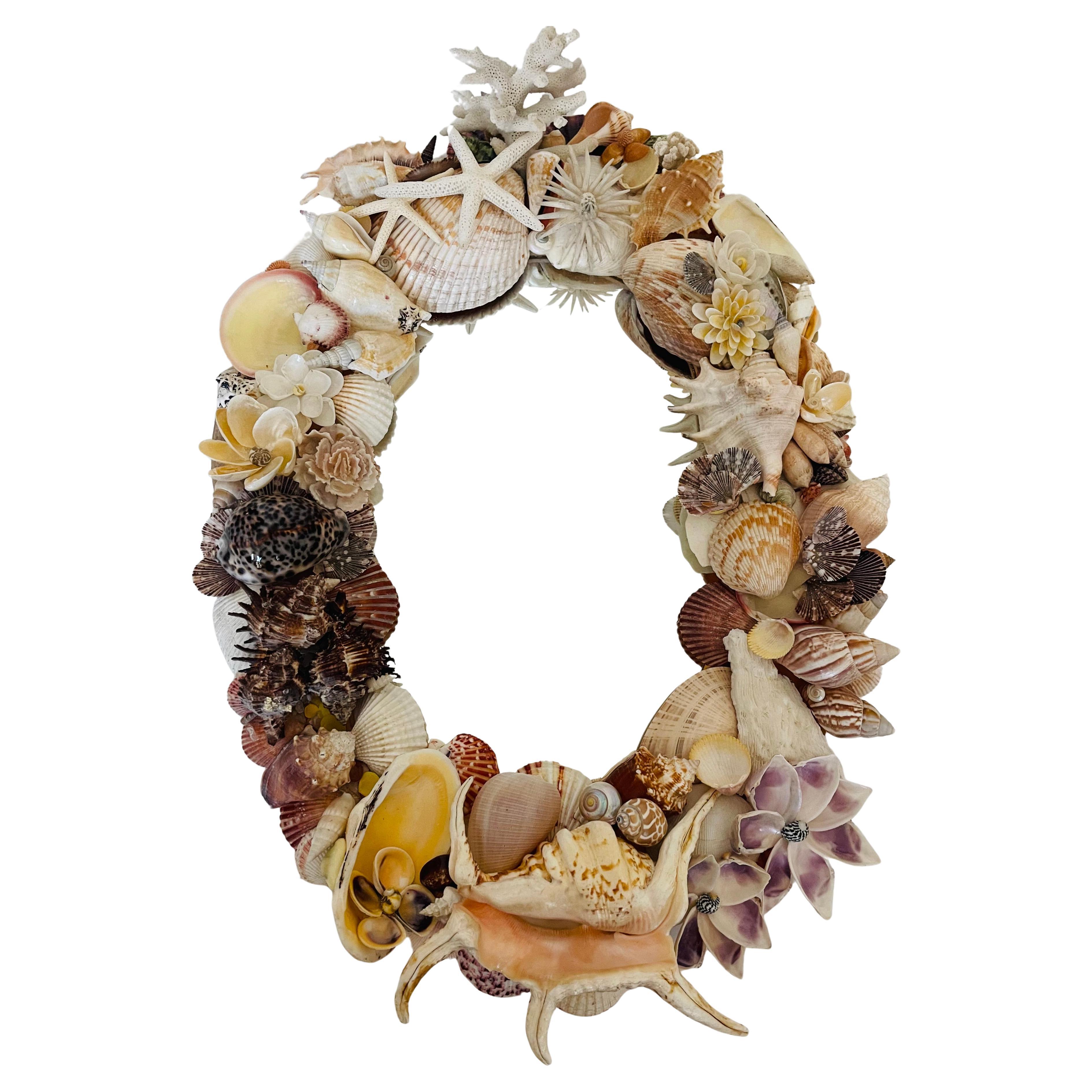 Gorgeous Sea Shell Encrusted Wall Mirror For Sale