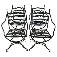Gorgeous Set of 4 Vintage Painted Iron Armchairs