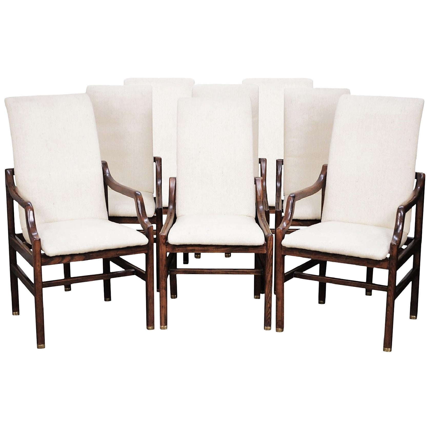 Gorgeous Set of Eight Vintage Henredon Dining Chairs in Walnut