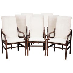 Gorgeous Set of Eight Vintage Henredon Dining Chairs in Walnut