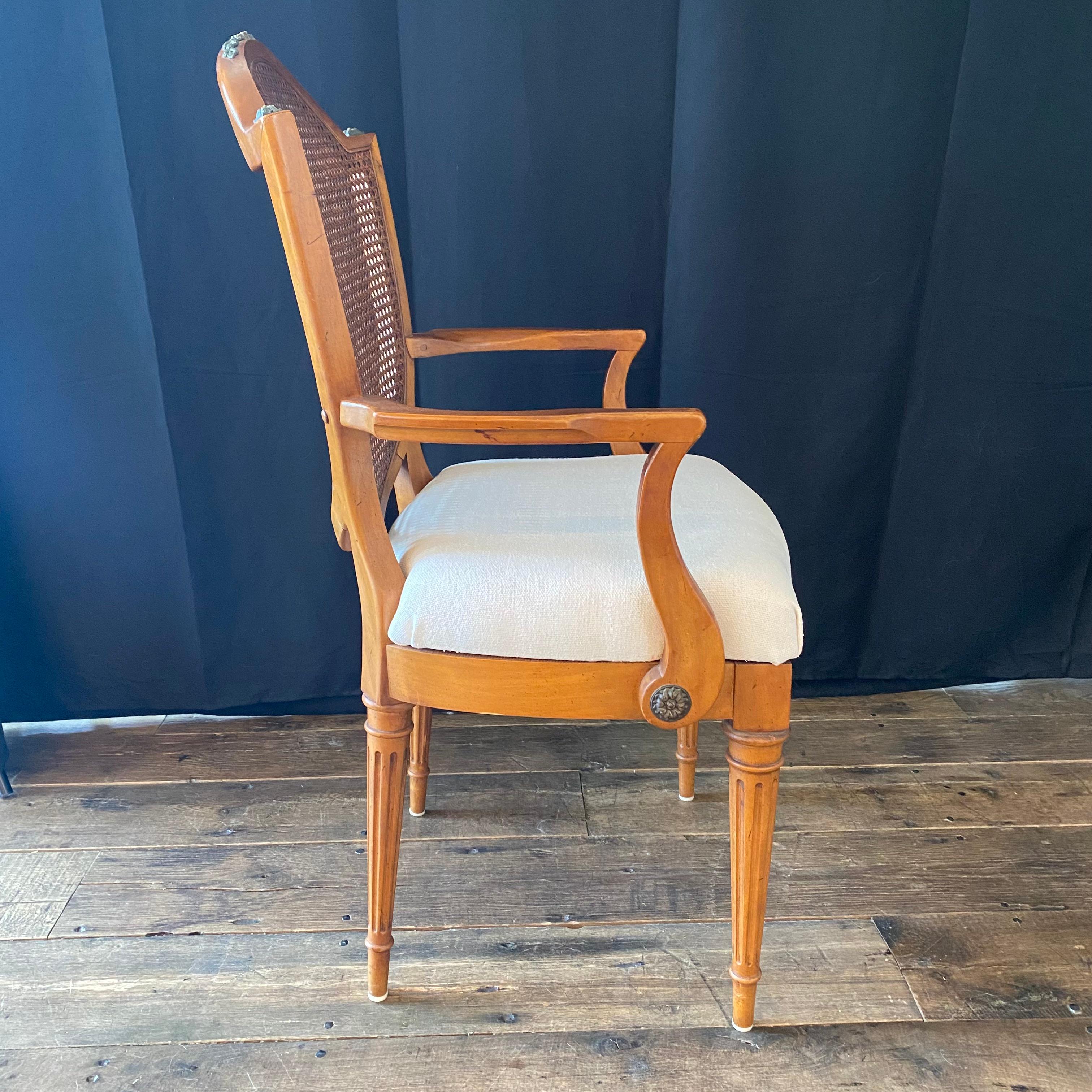 Mid-20th Century Gorgeous Set of Six Vintage Walnut and Caned French Louis XVI Style Chairs