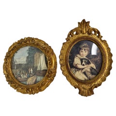 Gorgeous Set of two Picture Frame Gilt Faux Wood 1920s Italy