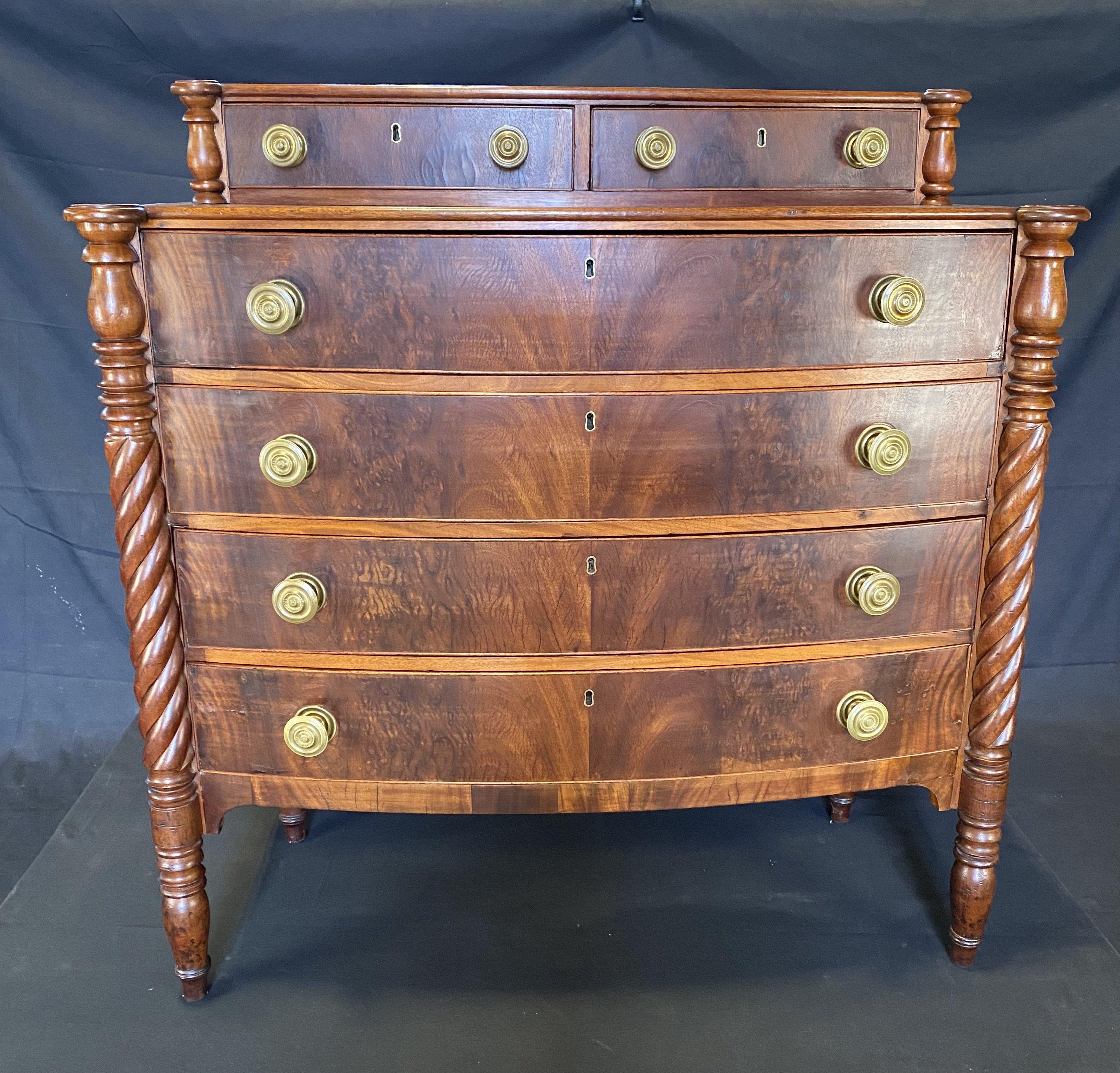 Gorgeous Sheraton Step Back Barley Twist Chest of Drawers 4
