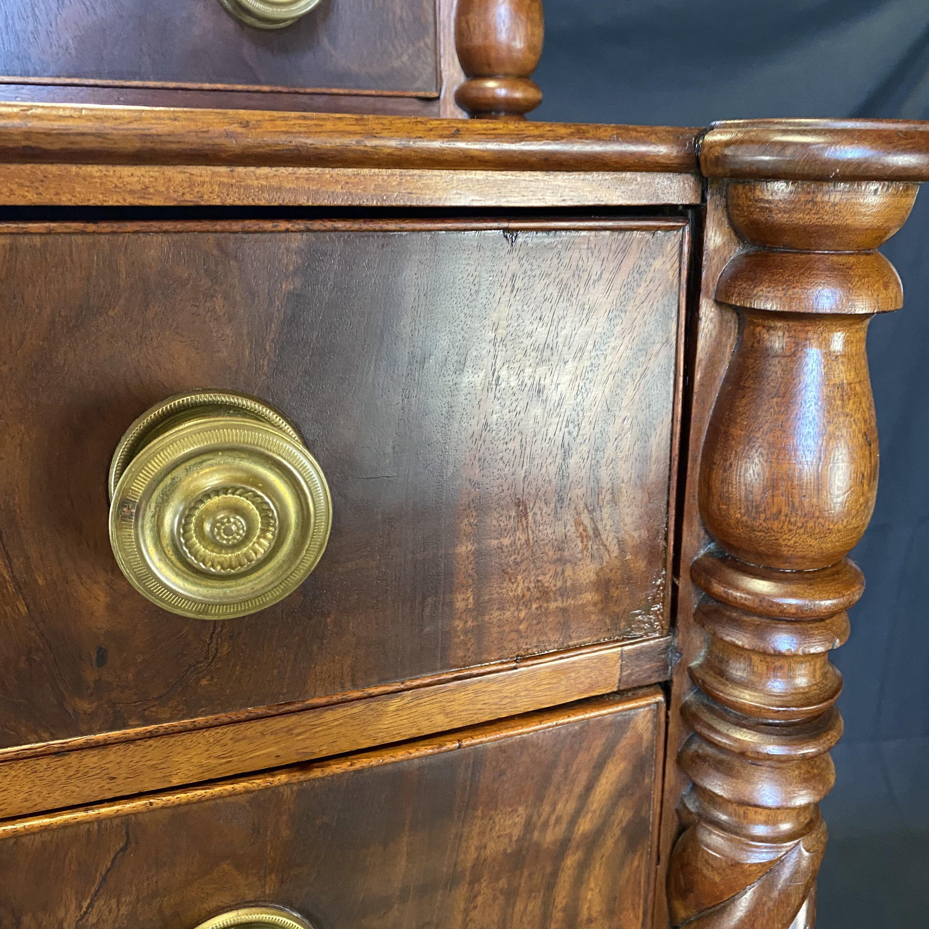 19th Century Gorgeous Sheraton Step Back Barley Twist Chest of Drawers