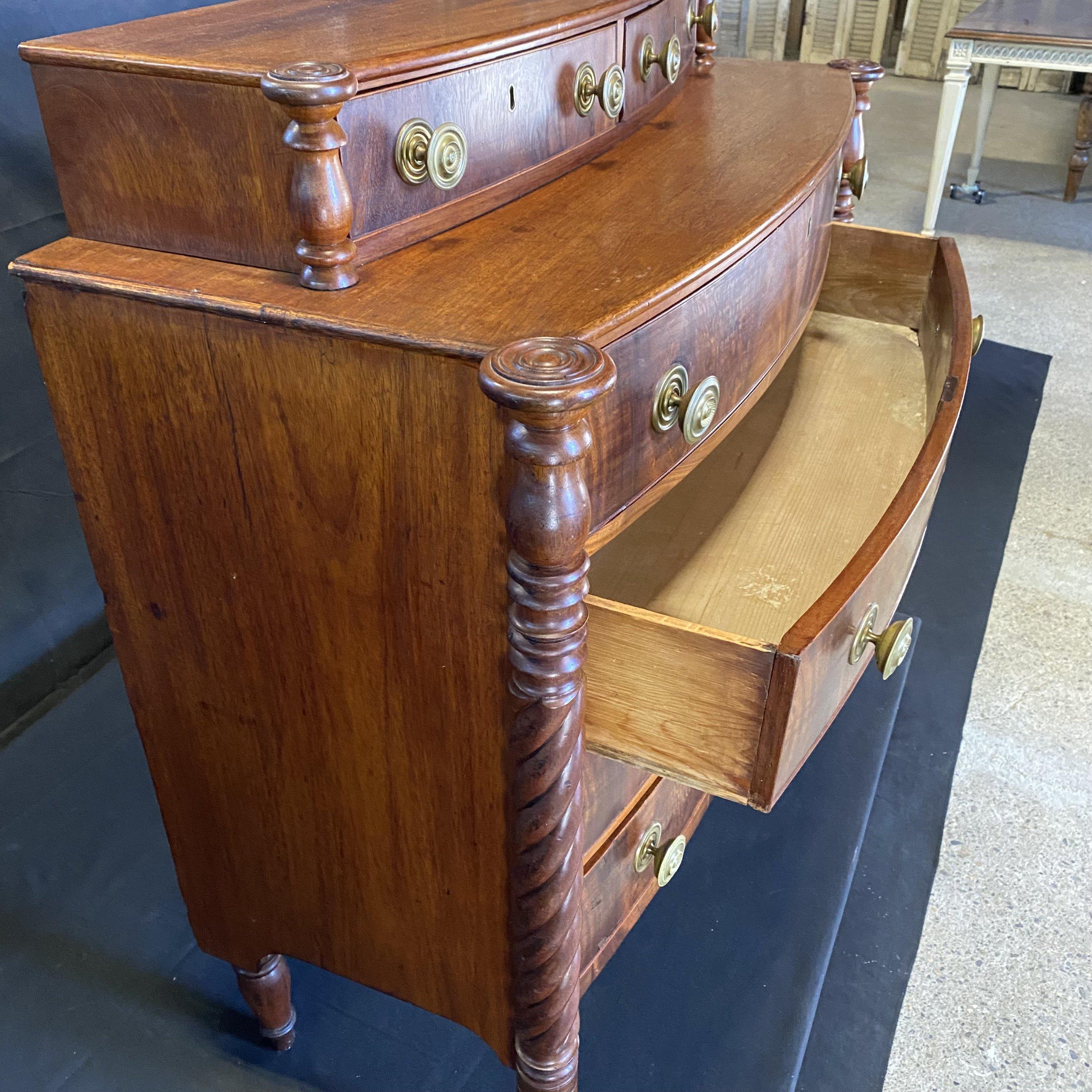 Brass Gorgeous Sheraton Step Back Barley Twist Chest of Drawers