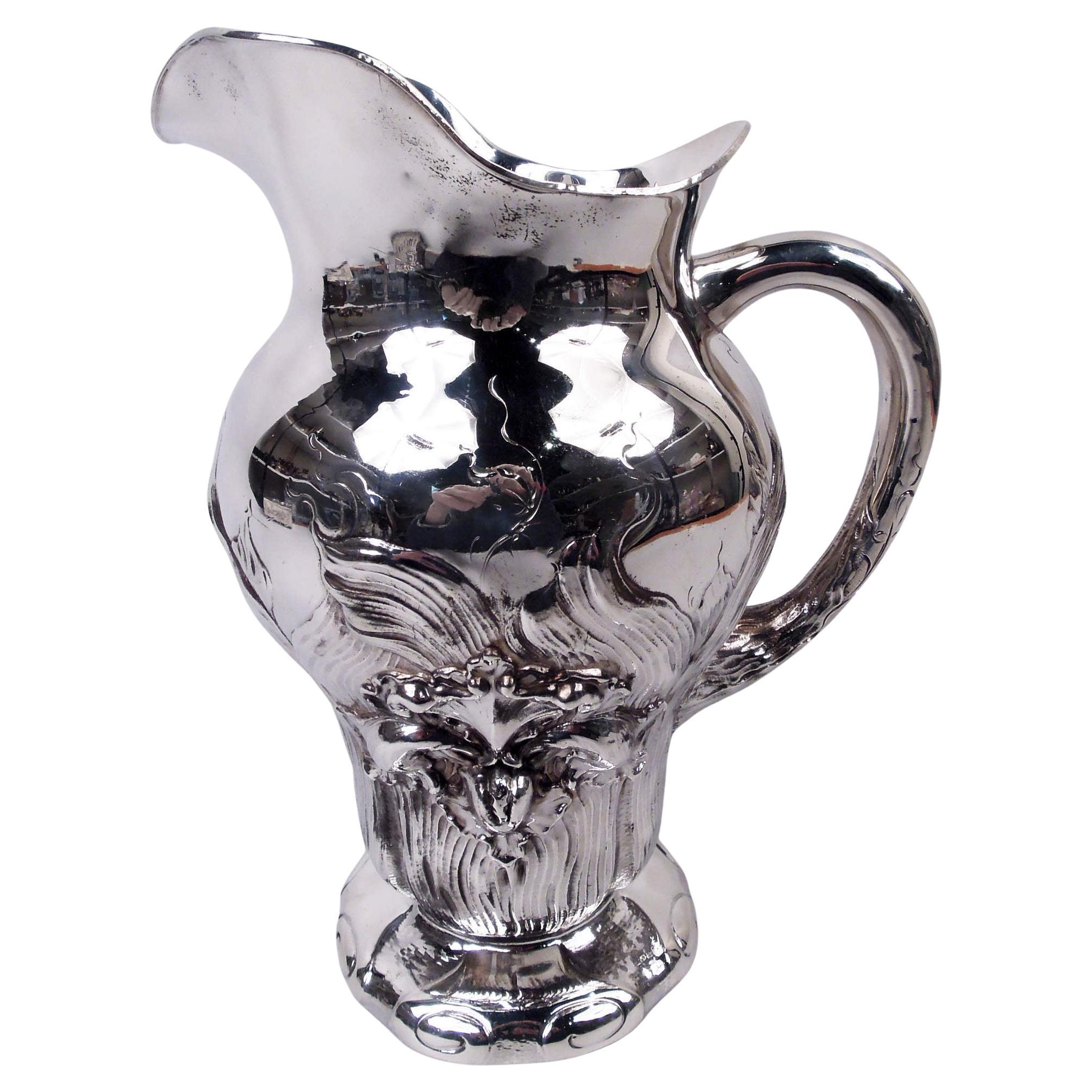 Gorgeous Shiebler American Art Nouveau Sterling Silver Water Pitcher