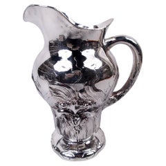 Preciosa jarra de agua Shiebler American Art Nouveau de plata de ley