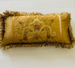 Gorgeous Silk Velvet Fringes Regency Gild Pillow with Feather Down