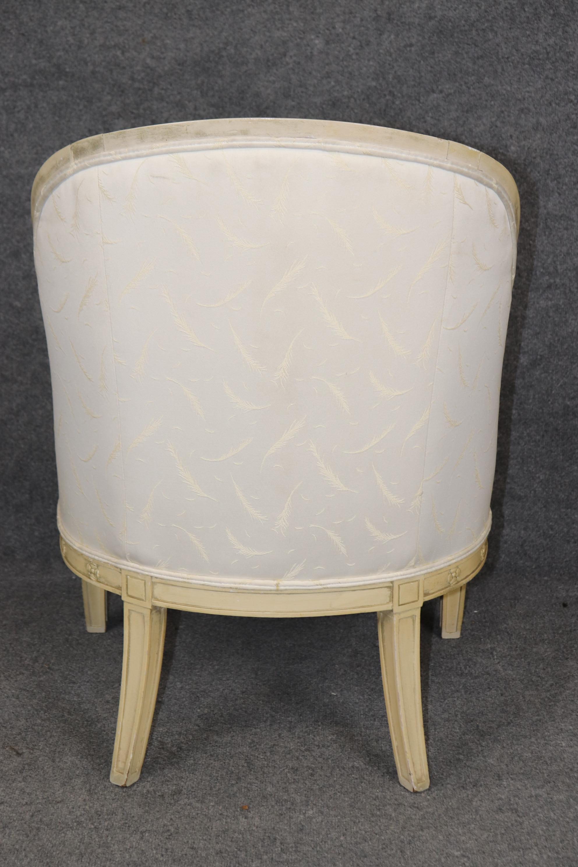 Mid-20th Century Gorgeous Single Paint DecoratedCarved Swan Tub Style French Empire Bergere Chair