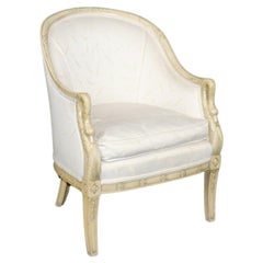 Used Gorgeous Single Paint DecoratedCarved Swan Tub Style French Empire Bergere Chair