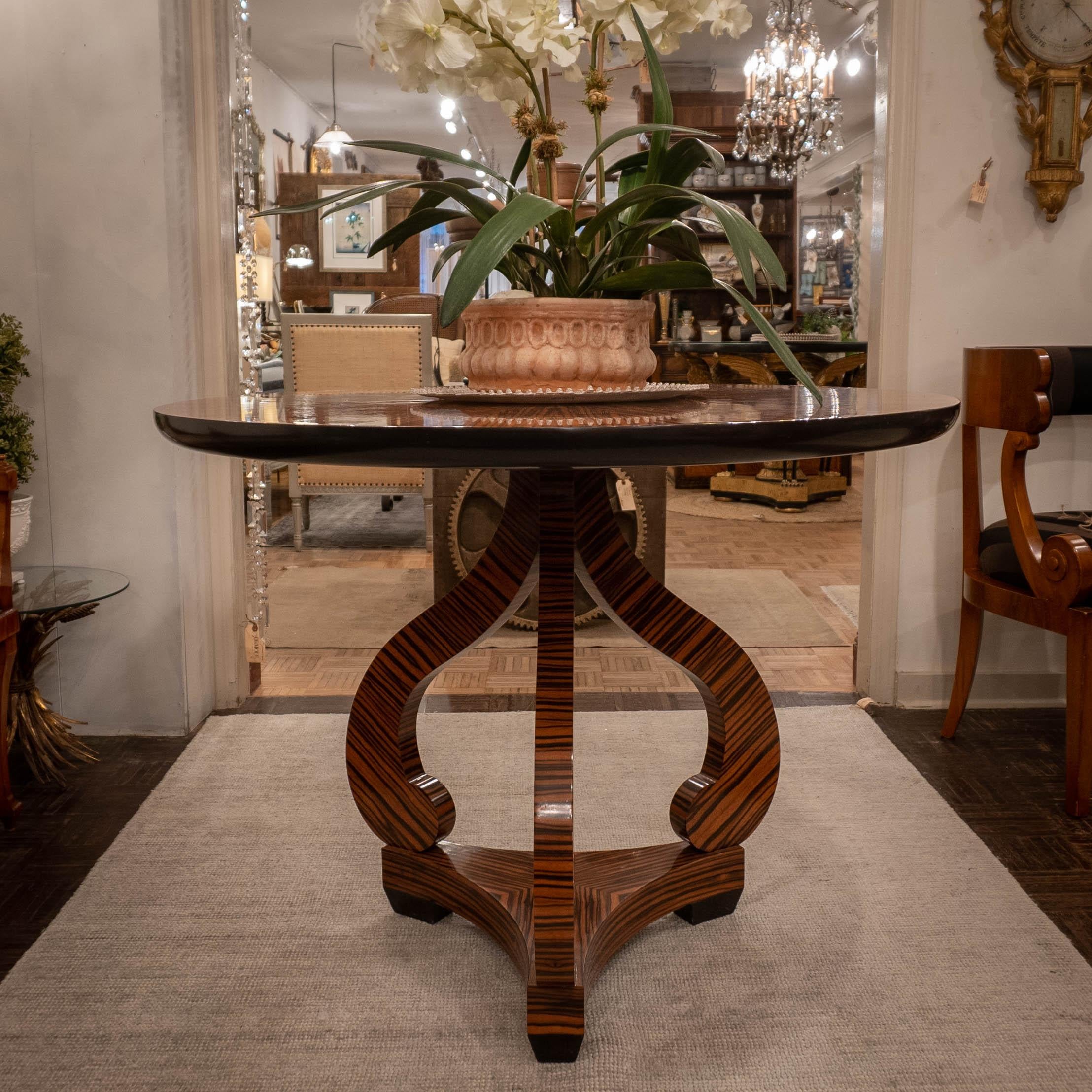 Mid-Century Modern Gorgeous Sleek Round Macassar Ebony Starburst Center Table