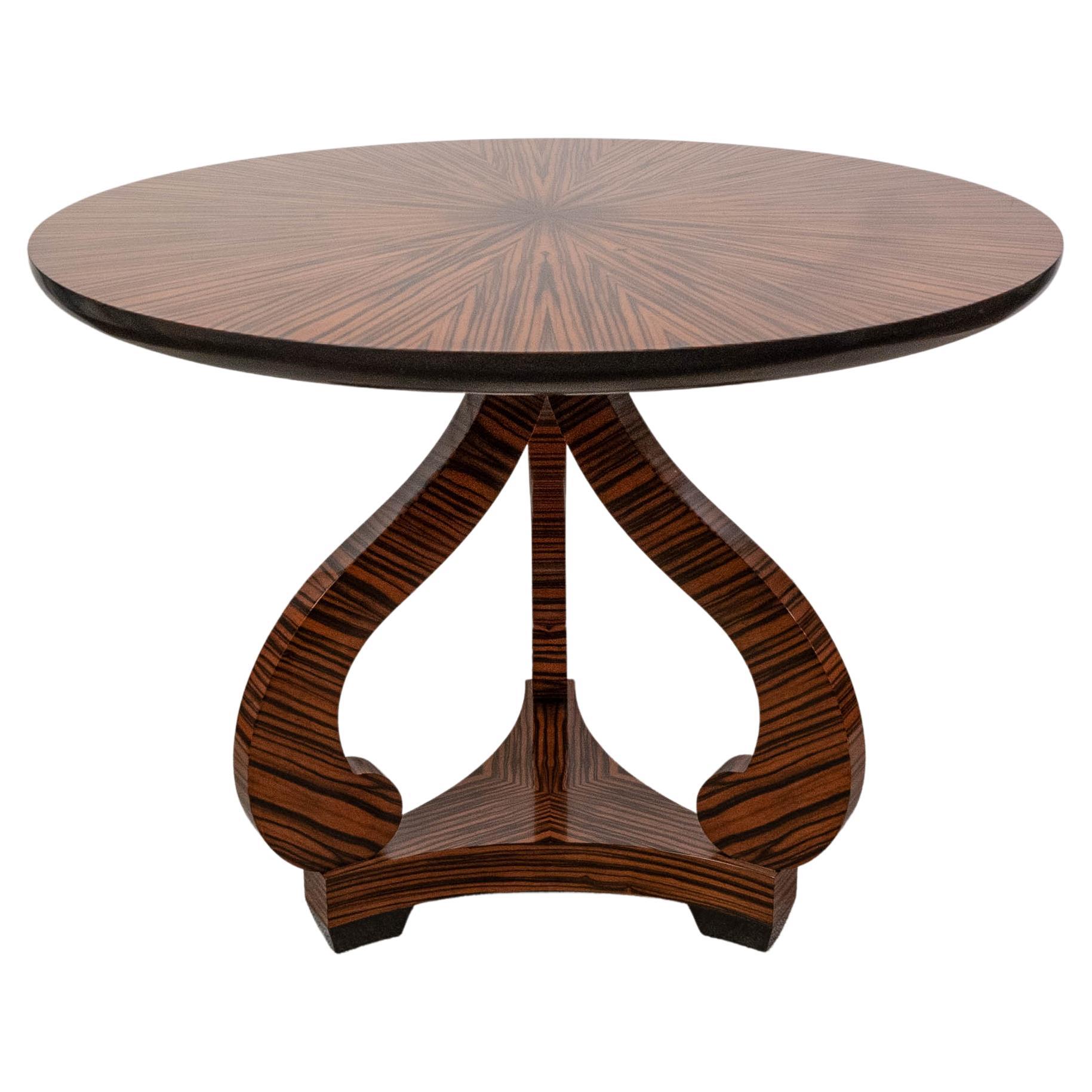 Gorgeous Sleek Round Macassar Ebony Starburst Center Table