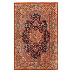 Magnifique tapis de luxe persan vintage à tissage fin de petite taille, 4'7" x 6'10"
