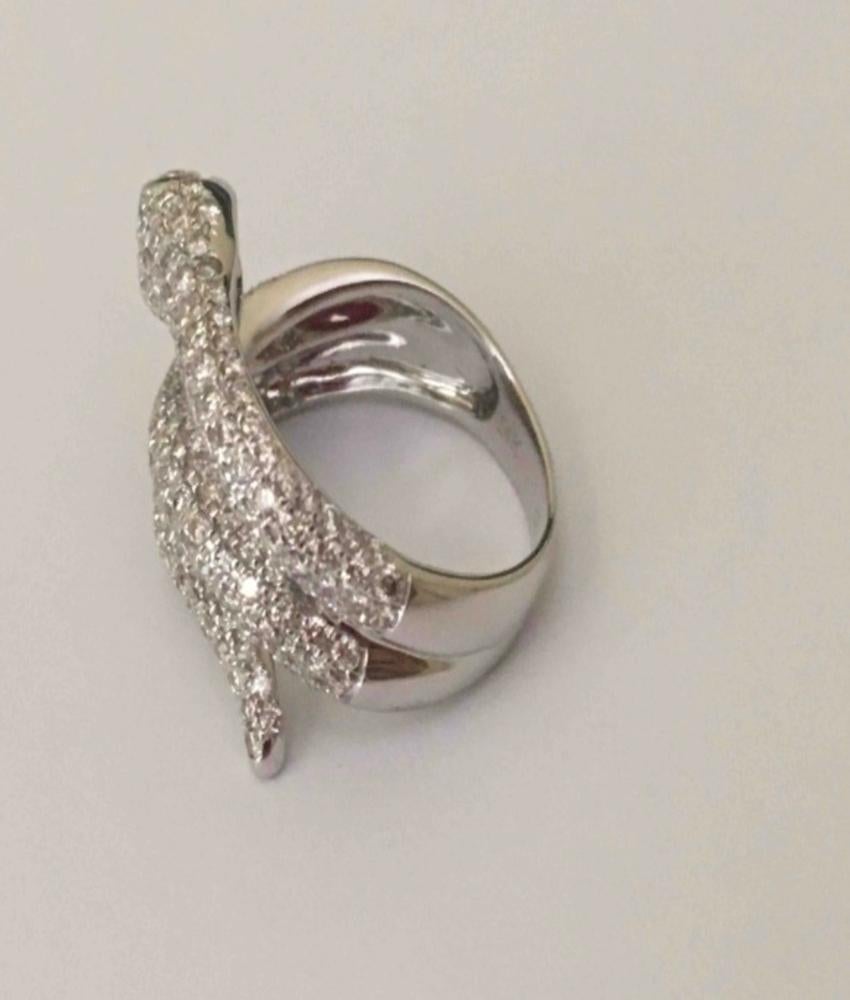 Contemporary Gorgeous Snake Ring with Diamonds For Sale