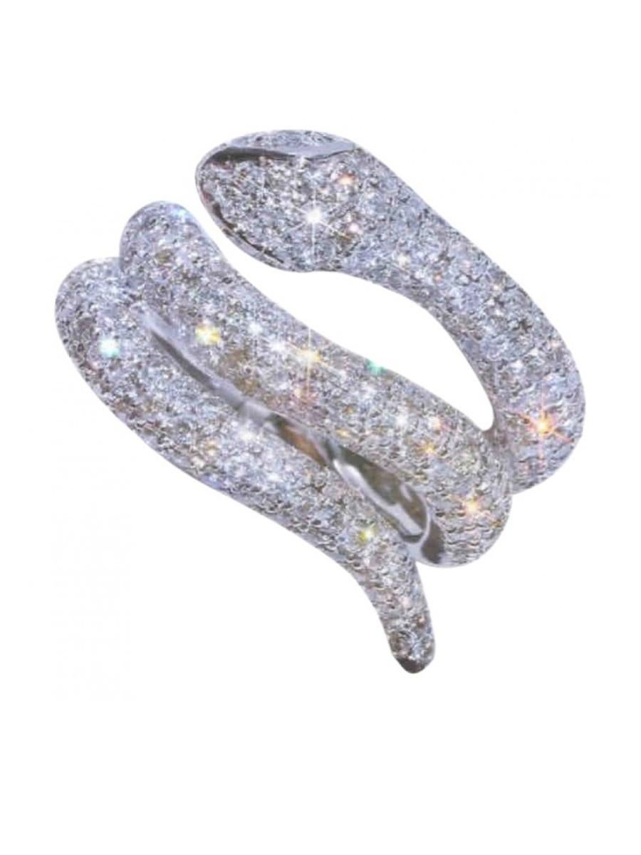 Round Cut Gorgeous Snake Ring with Diamonds For Sale
