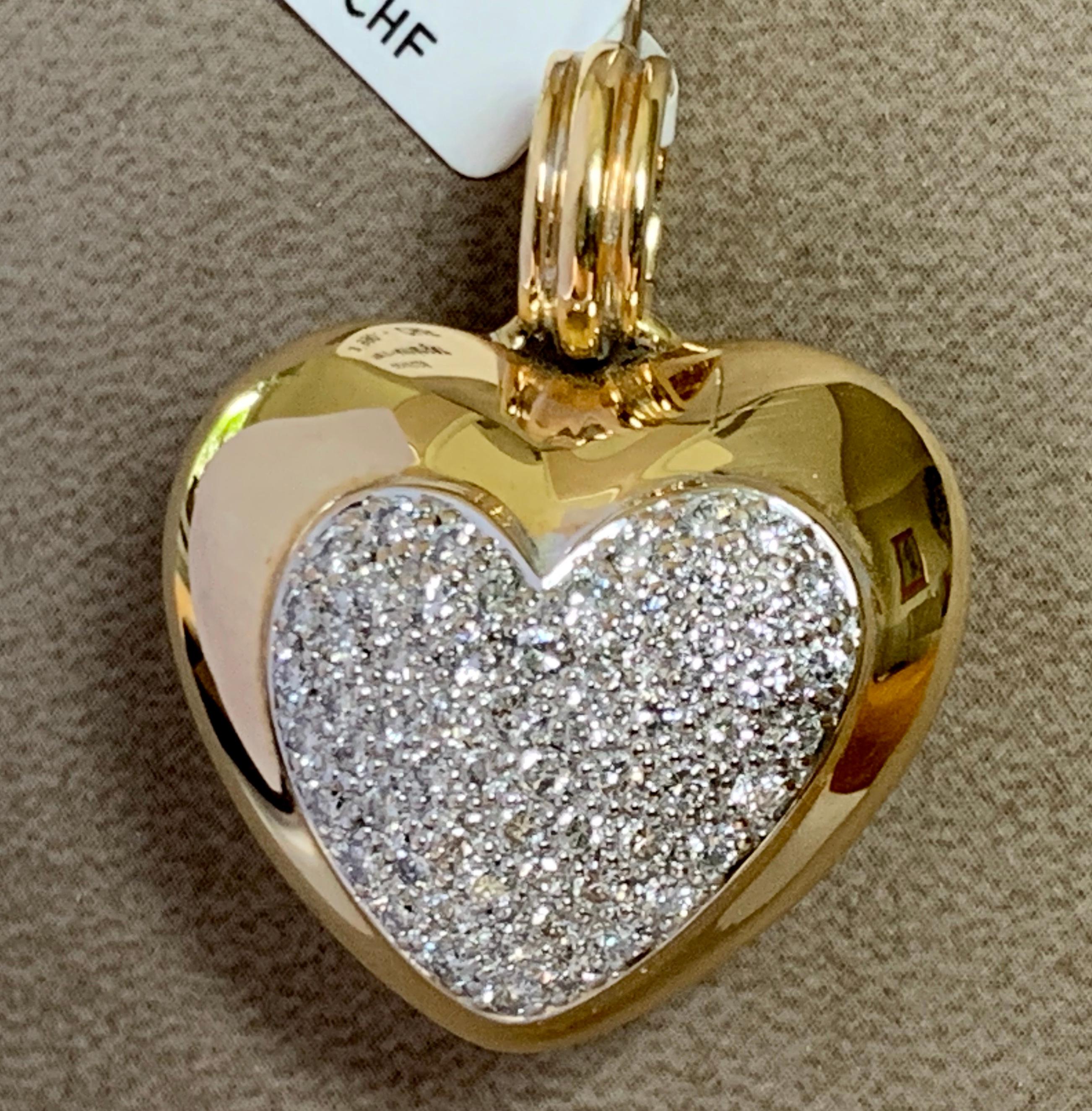 solid diamond heart pendant