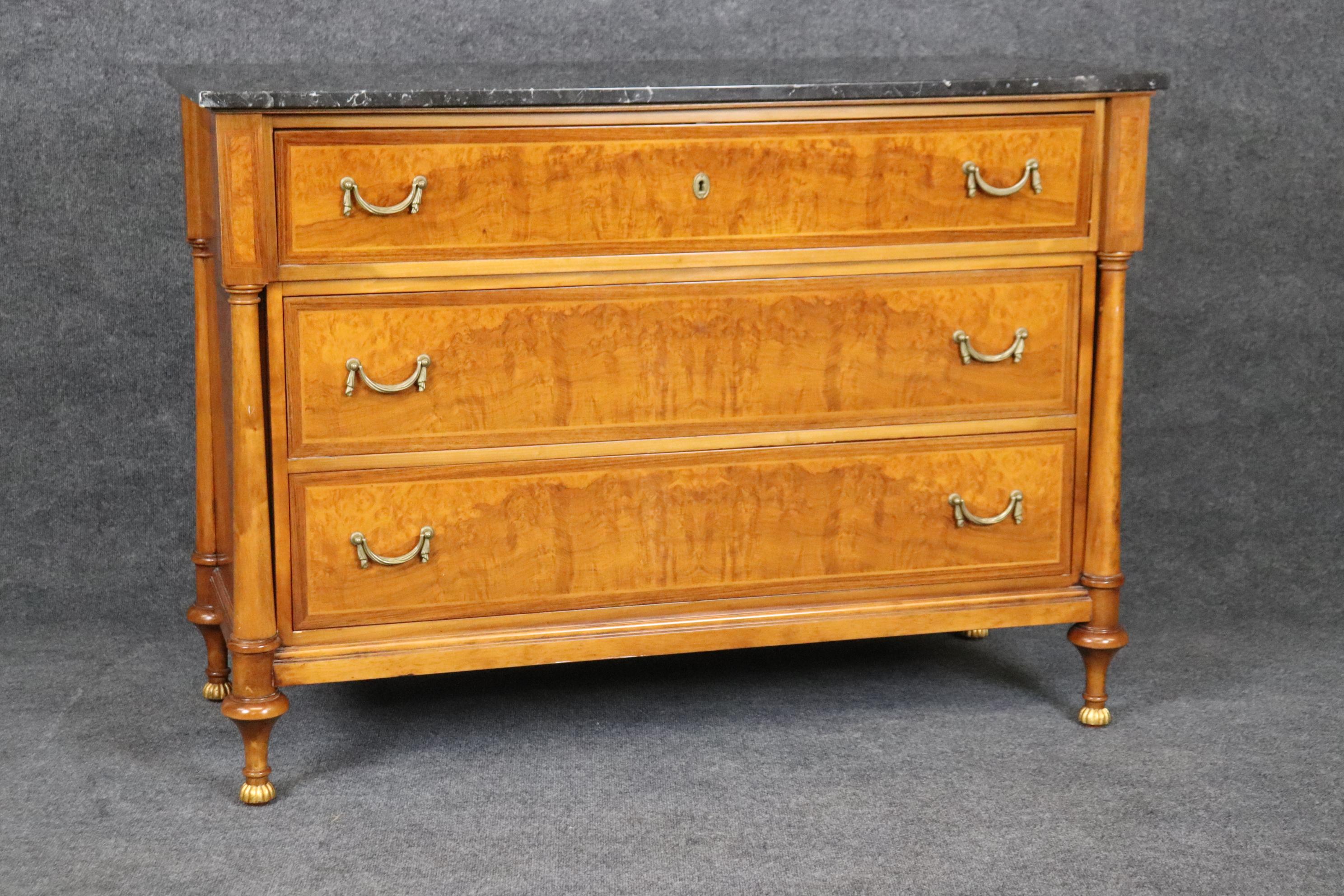 Gorgeous Solid Cherry Signed Francesco Molon Marble Top Butlers Commode Desk  In Good Condition For Sale In Swedesboro, NJ