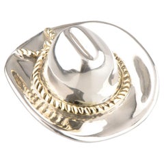 Superbe broche chapeau de cowboy en argent sterling par Bat-Ami