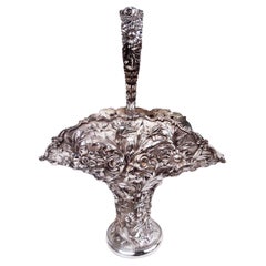 Antique Gorgeous Stieff Baltimore Repousse Sterling Silver Bridal Basket, 1914