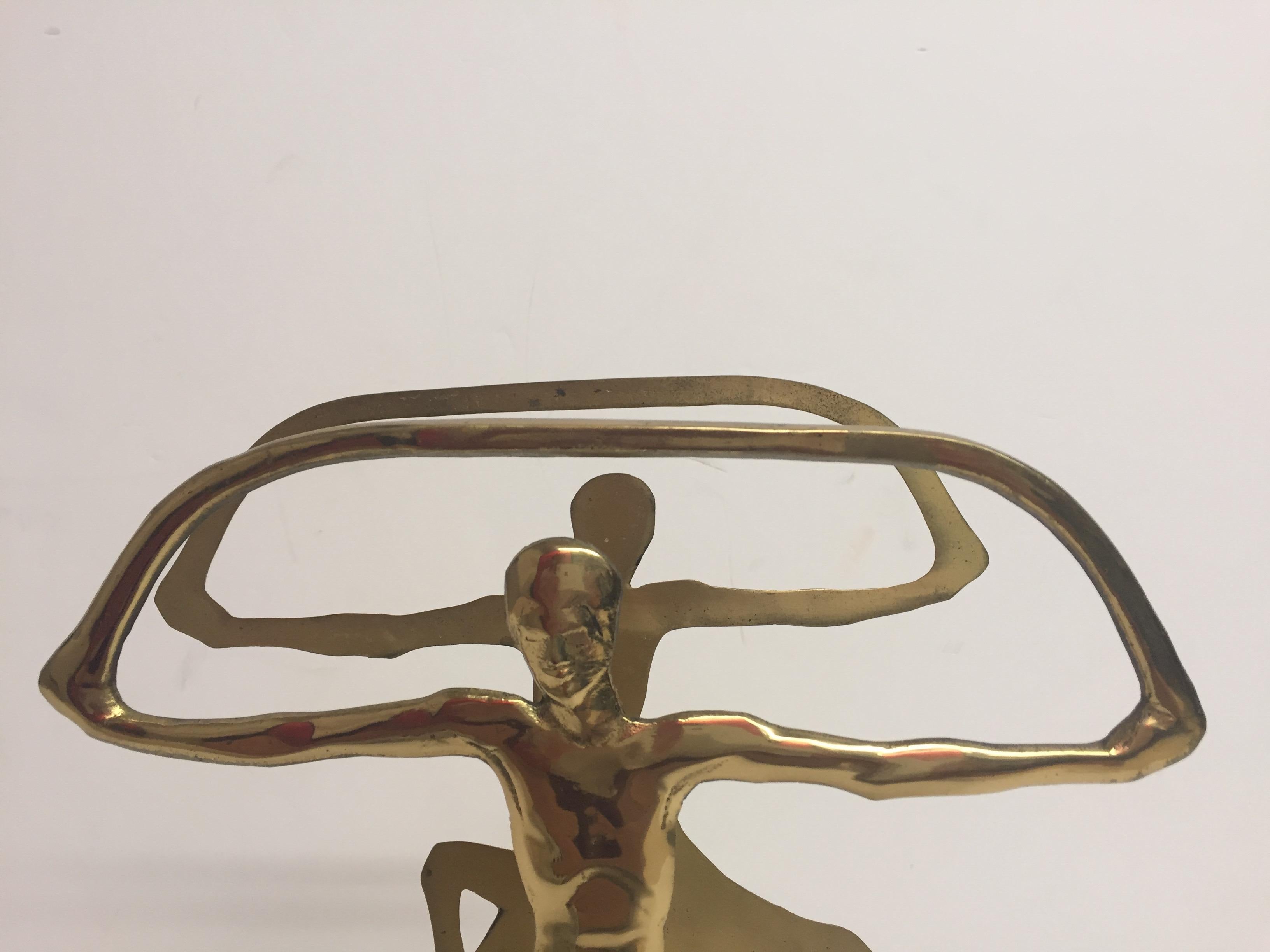 Gorgeous Stylized Deco Figural Brass Magazine Rack 1