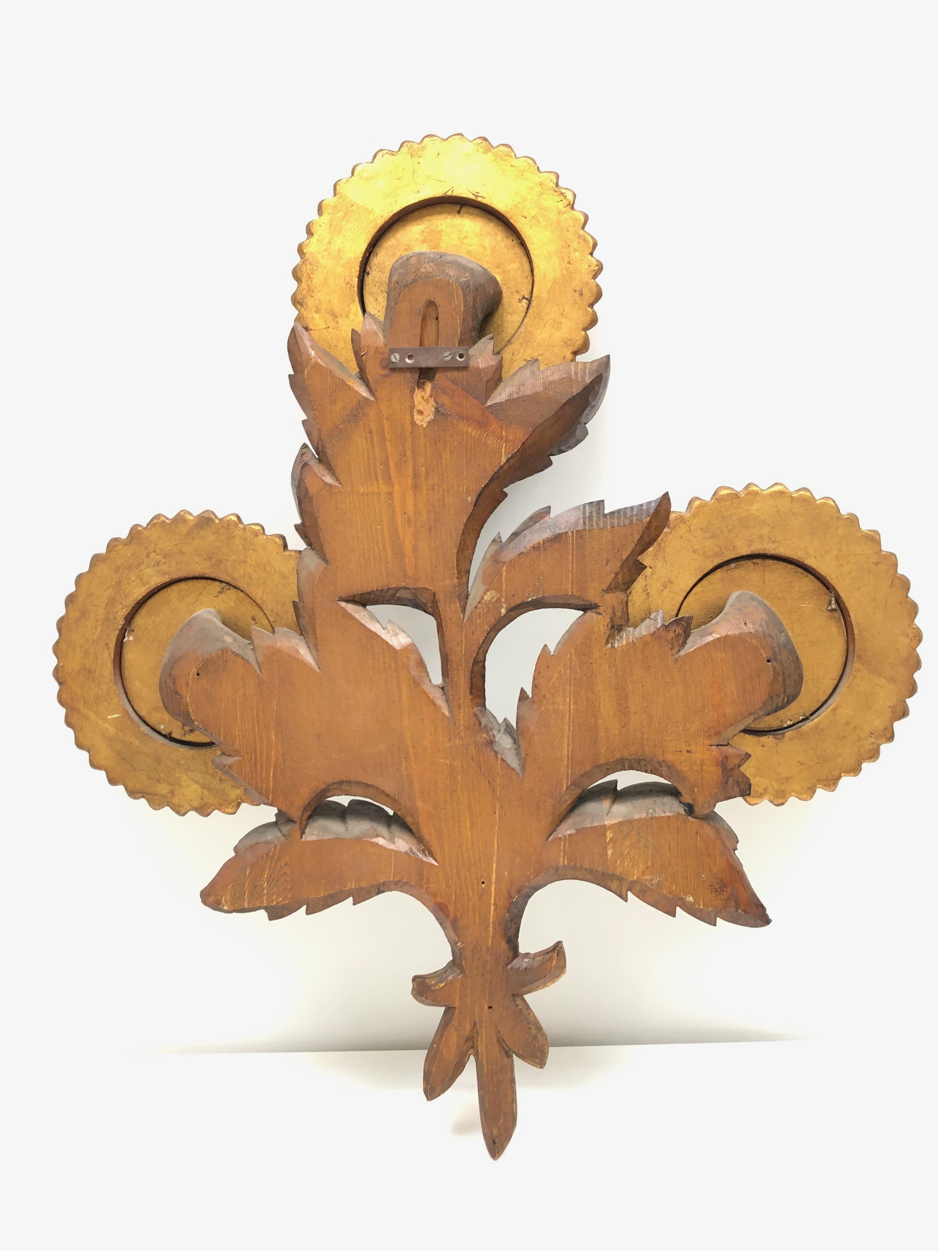 Austrian Gorgeous Sunflower Sunburst Gilded Wood Mirror, Toleware Tole Walldecoration