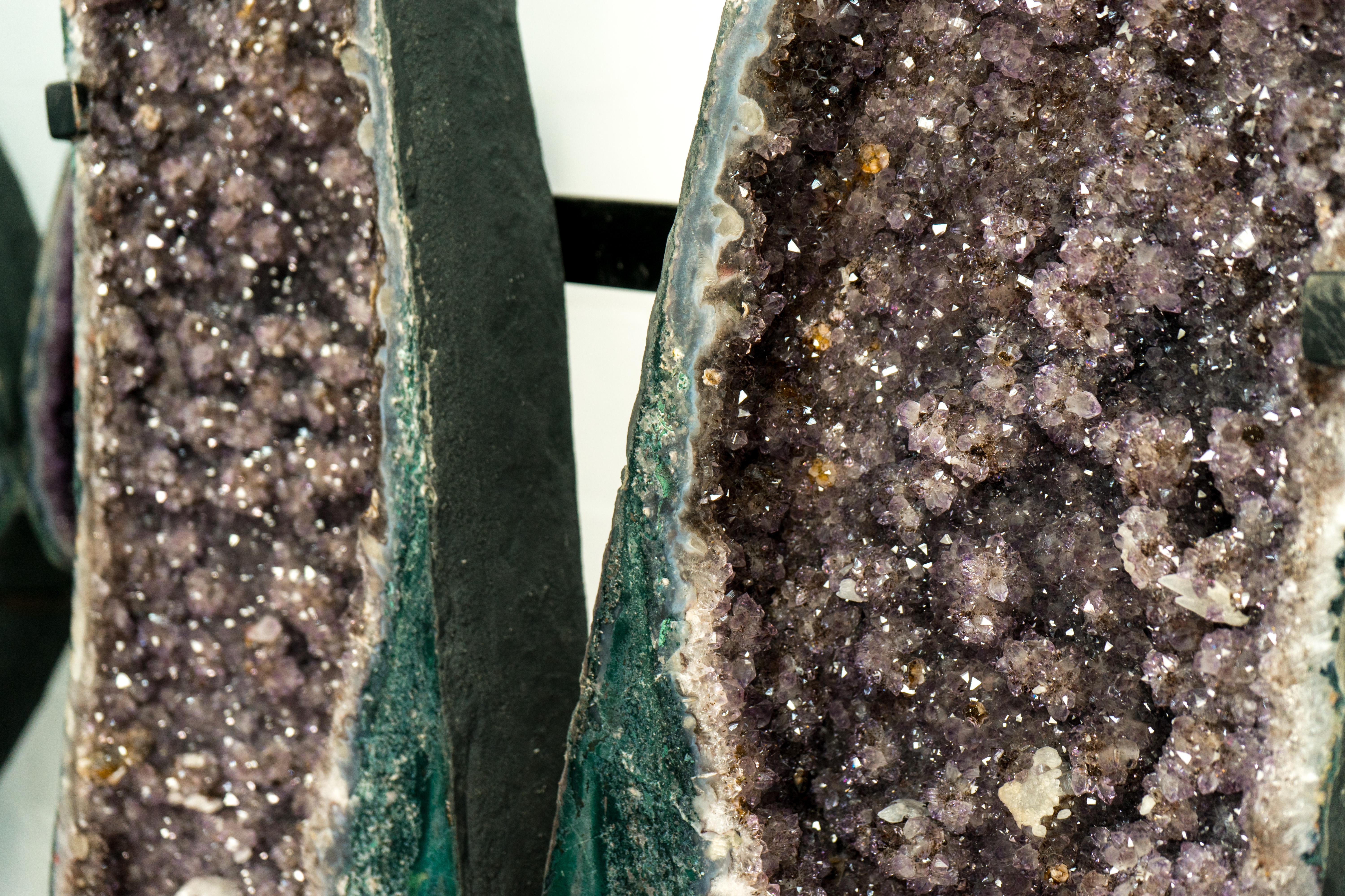 Gorgeous Tall Amethyst Geode Wings with Rare Inclusions and Lavender Amethyst For Sale 7