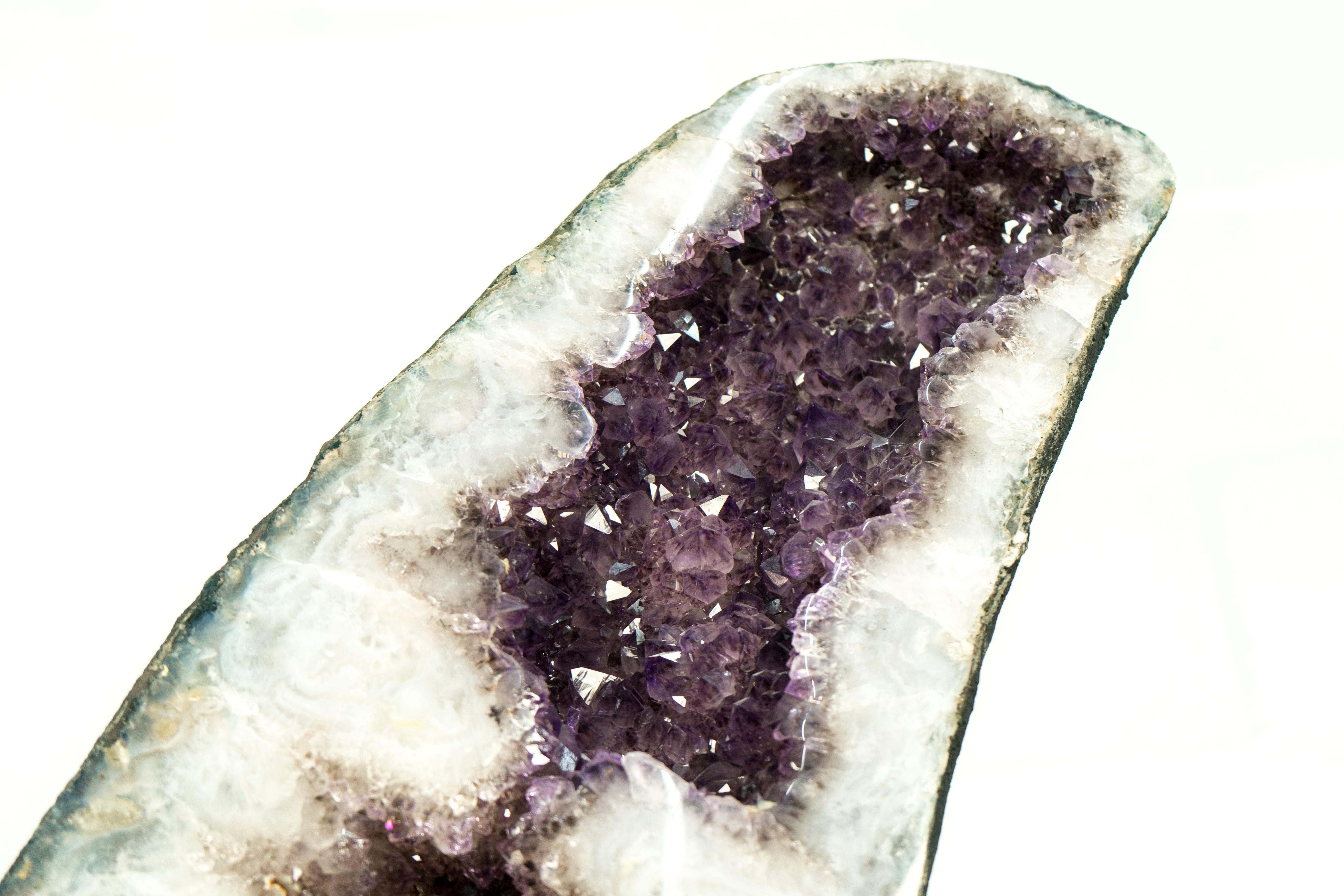 Brazilian Gorgeous Tall Amethyst Geode Wings with Rare Inclusions and Lavender Amethyst For Sale