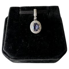 Precioso Colgante de Tanzanita y Diamante en Oro Blanco de 14kt, Nuevo