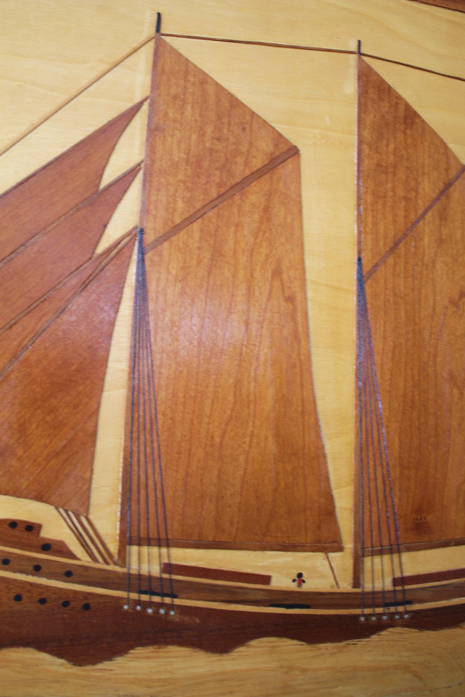 American Gorgeous! Teak Wood Carved Ship Wall Art Danish Modern Arts & Crafts Nggaard For Sale