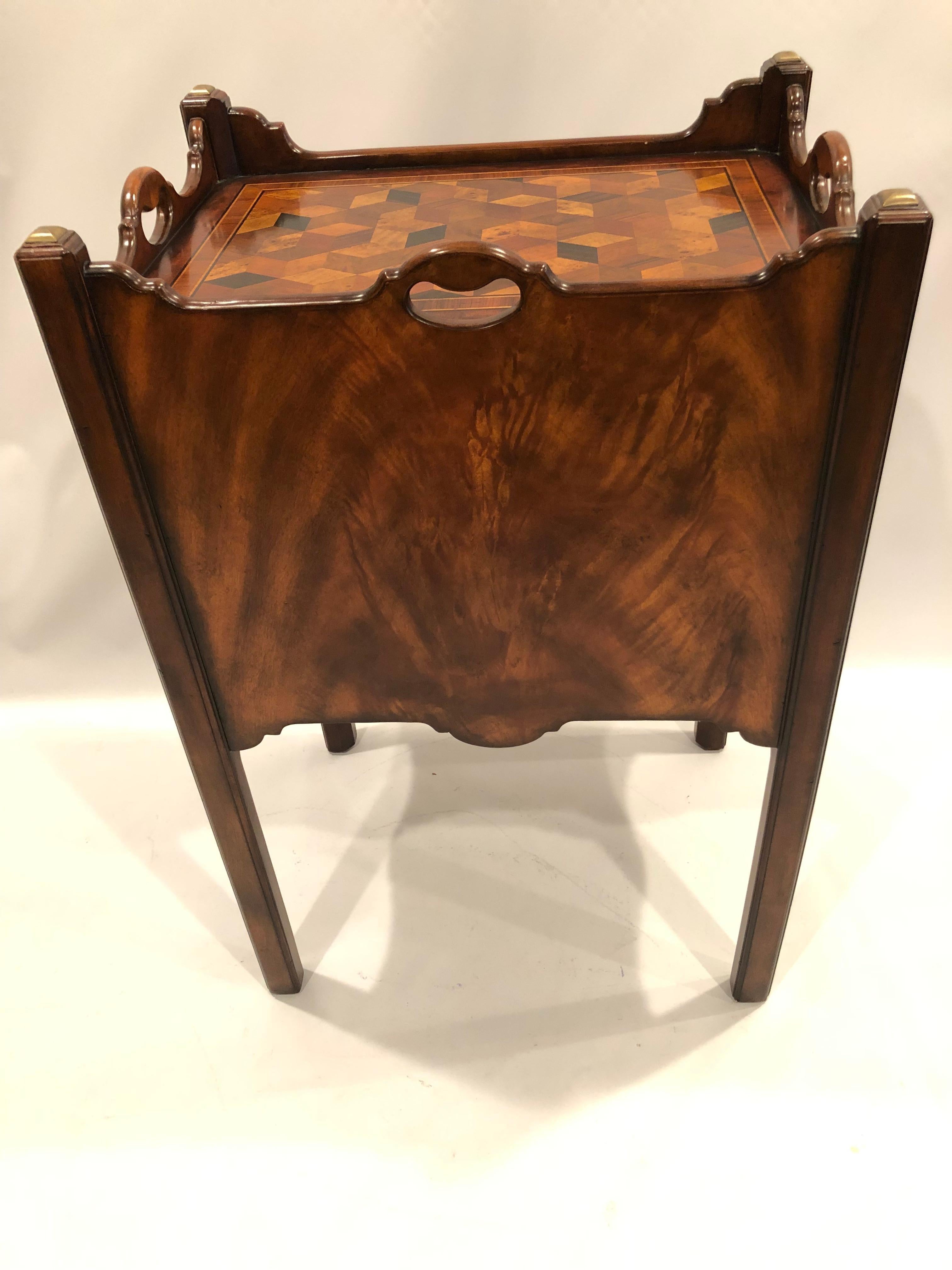 Gorgeous Theodore Alexander Althorp Mixed Wood Parquetry Cabinet Side Table In Good Condition In Hopewell, NJ