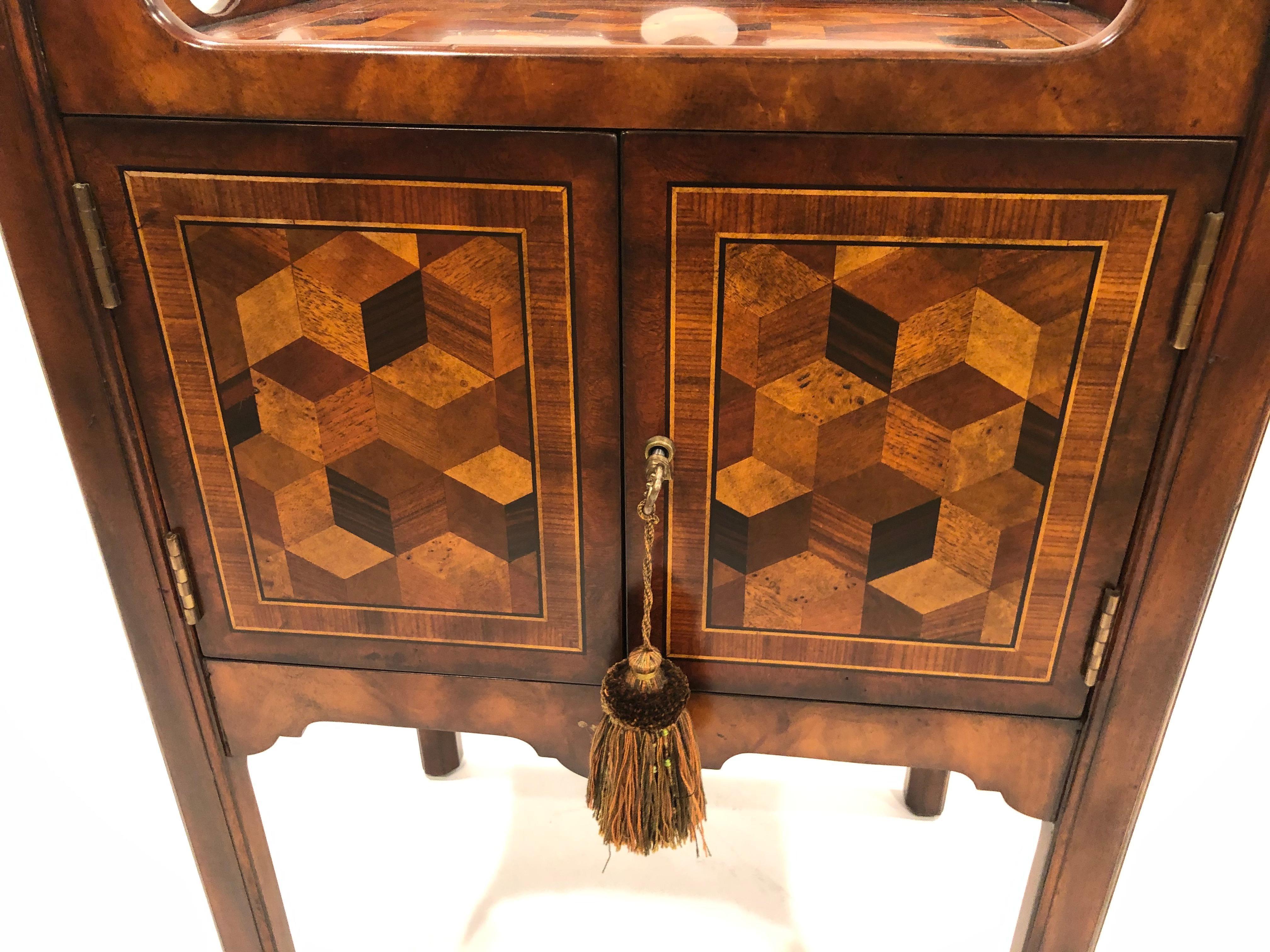 Gorgeous Theodore Alexander Althorp Mixed Wood Parquetry Cabinet Side Table 2