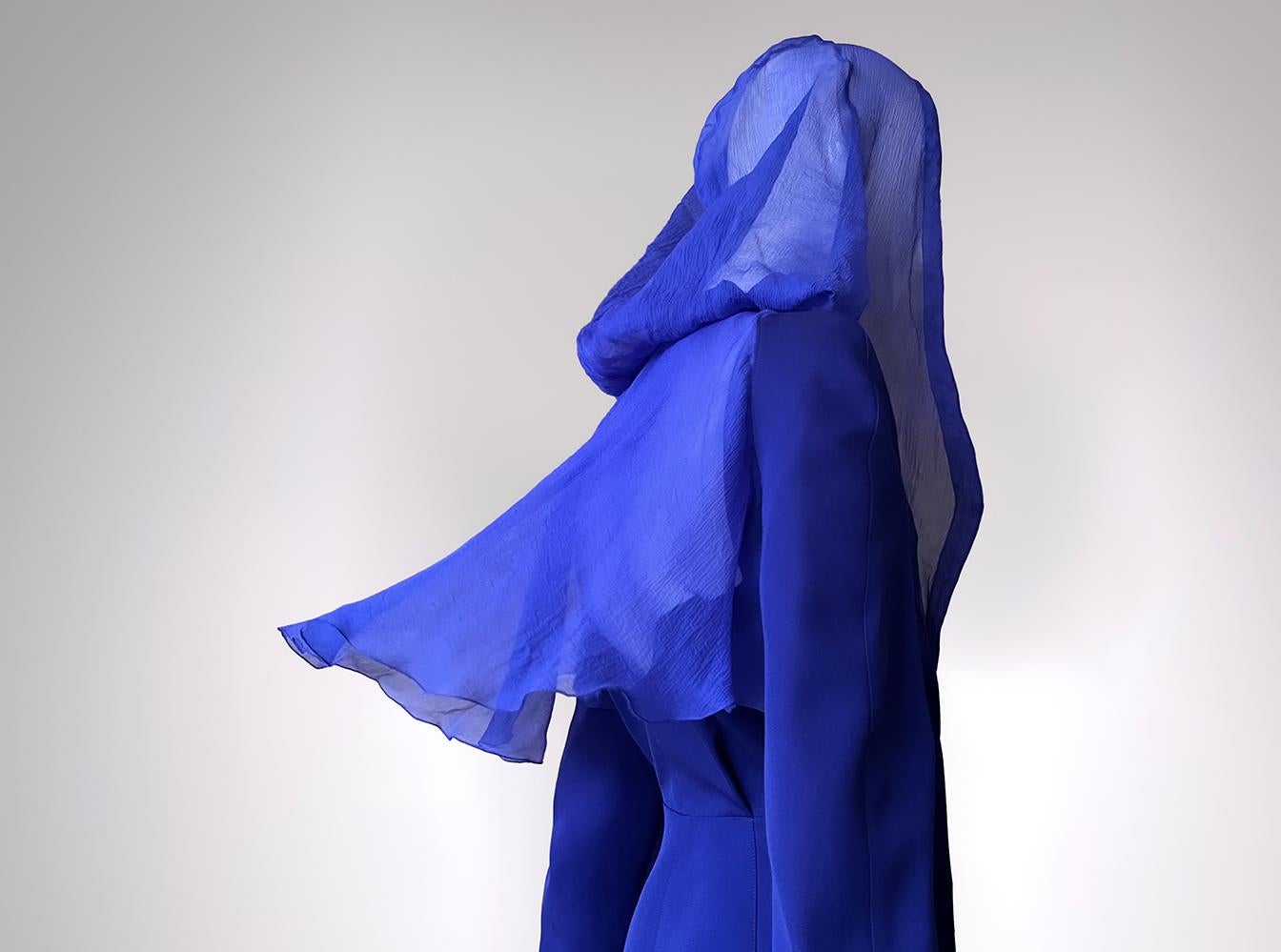 Gorgeous Thierry Mugler FW 1991 Suit Silk Sheer Hood Jacket Skirt 1