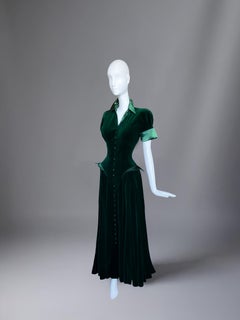 Gorgeous Thierry Mugler FW 1993 Sculptural  Dress Velvet Evening Gown