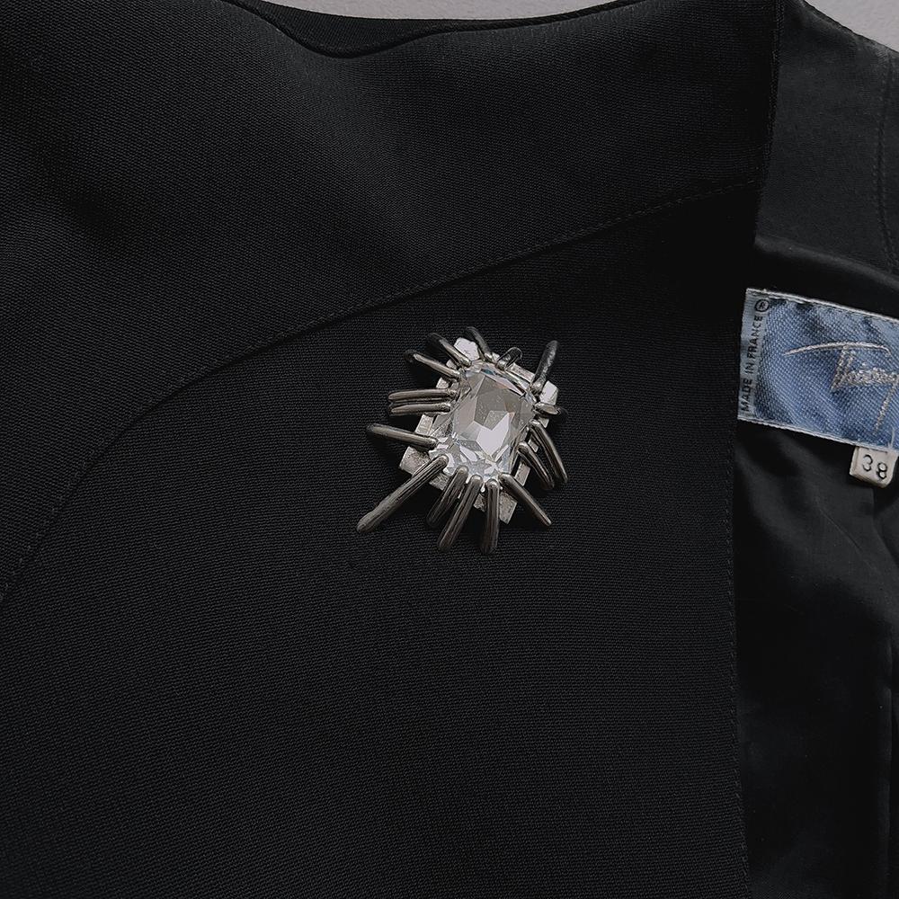 Gorgeous Thierry Mugler Jacket Diamond Jewel Rare Dramatic Black Jacket For Sale 5