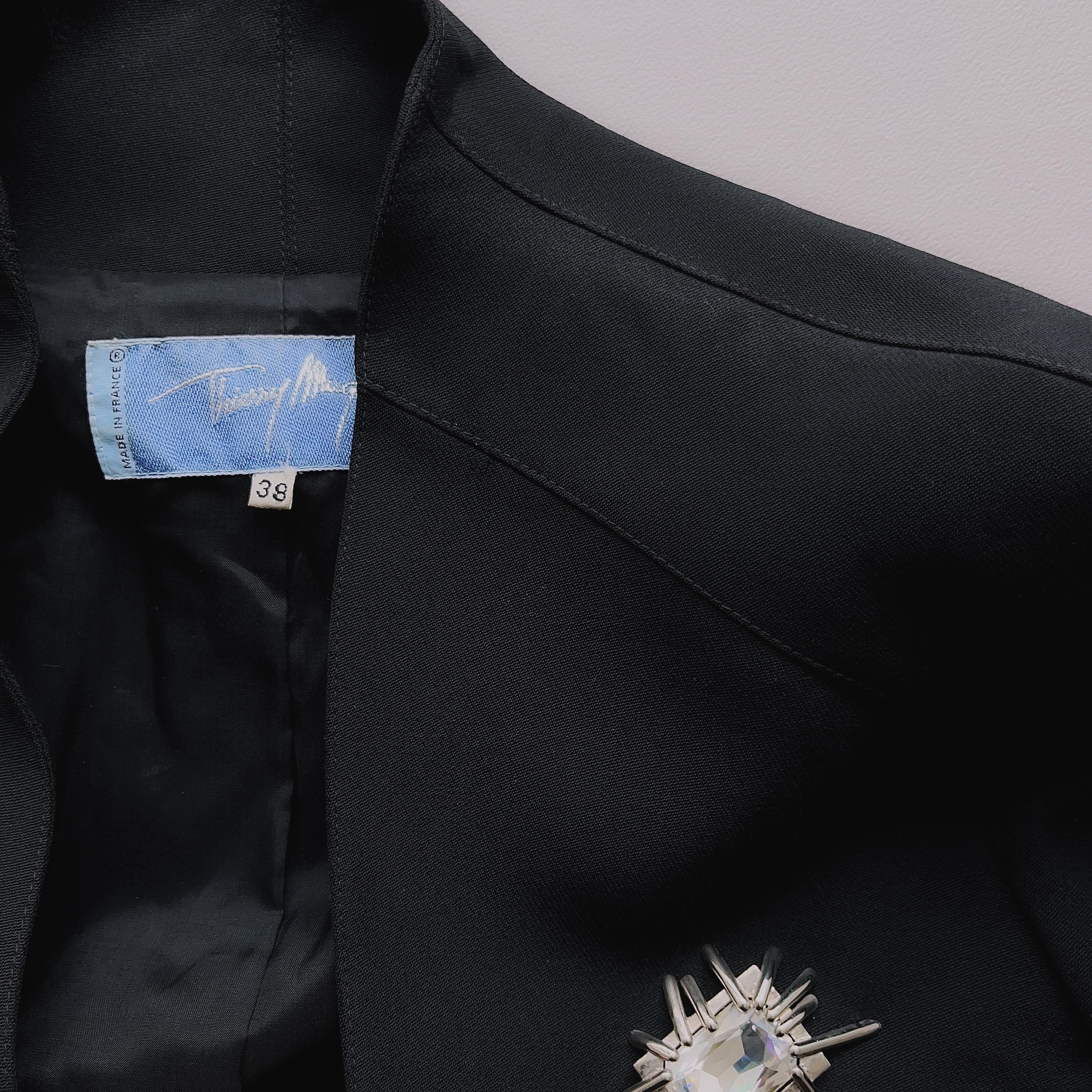 Gorgeous Thierry Mugler Jacket Diamond Jewel Rare Dramatic Black Jacket For Sale 6