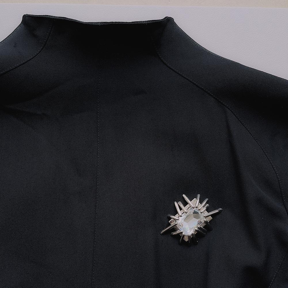 Gorgeous Thierry Mugler Jacket Diamond Jewel Rare Dramatic Black Jacket For Sale 7
