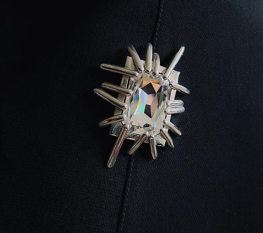 Gorgeous Thierry Mugler Jacket Diamond Jewel Rare Dramatic Black Jacket 4
